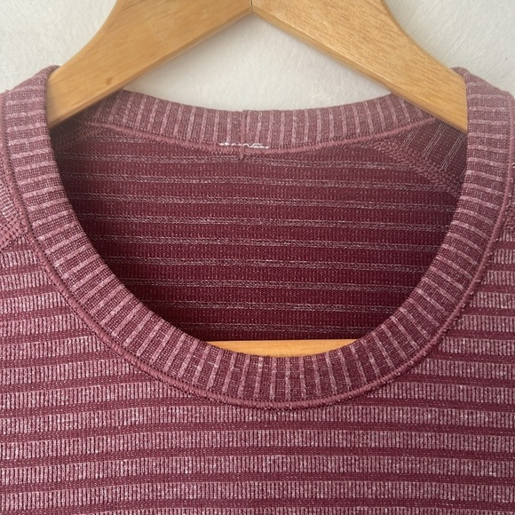 Lululemon Swiftly Tech Long Sleeve Crew Tonka Stripe Heathered Rust Berry 2 XS - Picture 5 of 7